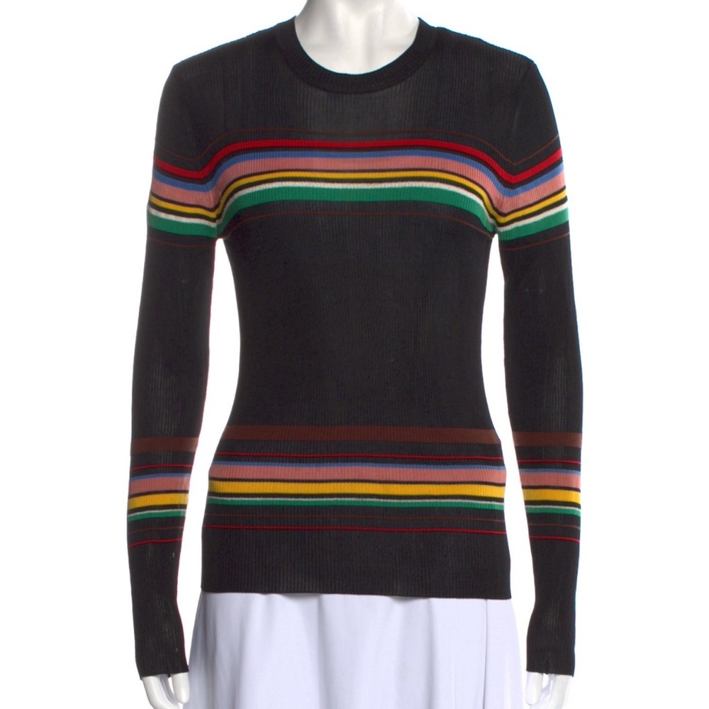 Missoni Long  Sleeve Crew Neck Black Multi Stripe Medium